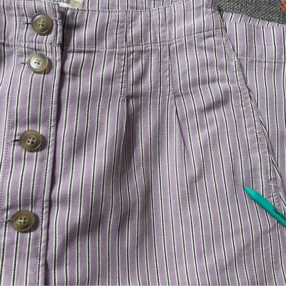 MADEWELL Pleated Midi Skirt. Size 4. Button-front, lilac purple stripe academia - Picture 15 of 16